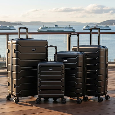 InUSA Trend 4-Piece Hardside Spinner Luggage Set, TSA Checkpoint Friendly, Black (IUTRESMLXL-BLK)
