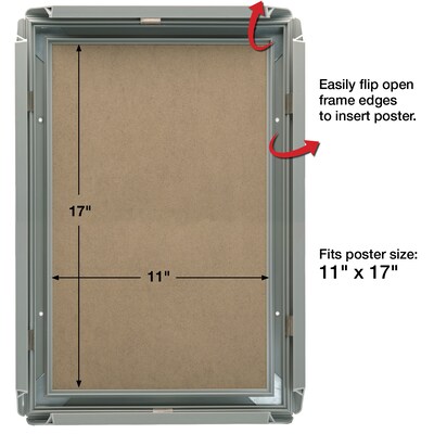 Excello Brands Plastic Snap Frame, 11 x 17, Vertical/Horizontal, Wall Mounted, Gray Oak (SF-1117-GRYOAK)
