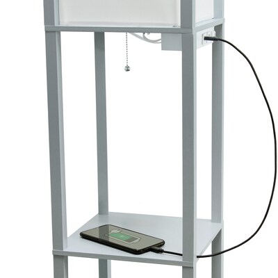 Creekwood Home Classix 62.5" Floor Lamp with Rectangular Shade, Gray (CWF-3009-GY)