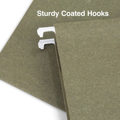 Staples® 100% Recycled Hanging File Folders, Letter, 1/5-Cut Tab, Letter Size, Standard Green, 25/Box (ST116764)