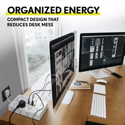 Overtime OS70 22-in-1 Multi-Port Power Strip with 16 AC Outlets, 3 USB-A & 3 USB-C Ports, White (OADOS70)