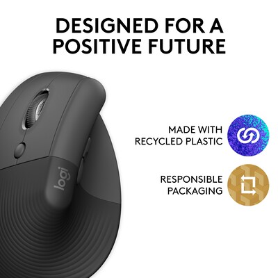 Logitech Lift Left for Business Wireless Ergonomic Left Handed Optical Mouse, Graphite (910-006467)