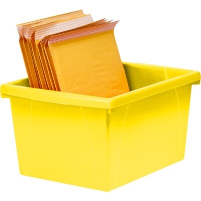Storex Polypropylene/PP 4 Gallon Classroom Storage Bin, 7.9" x 11.3" x 13.6", Yellow, 3/Bundle (STX61453U06C-3)