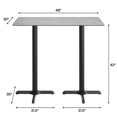 Flash Furniture Acadia Wooden Dining Table, 30"D x 48"W, Gray Faux Concrete/Black Base (ST3048CGT2230B)