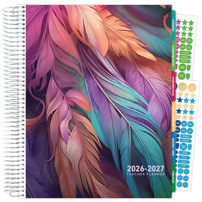 2026-2027 Excello Brands Pastel Peacock 8.5 x 11 Academic Weekly & Monthly Teacher Planner, Paperboard Cover (DTP-AY26-0061)