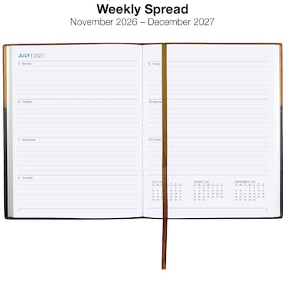 2027 Excello Brands 8" x 10" Weekly & Monthly Planner, Paperboard Cover, Brown/Black (NRY27-PK810-BN)