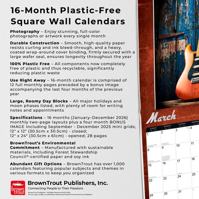 2026 BrownTrout Electric Guitars 12" x 12" Monthly Wall Calendar (9798330703180)