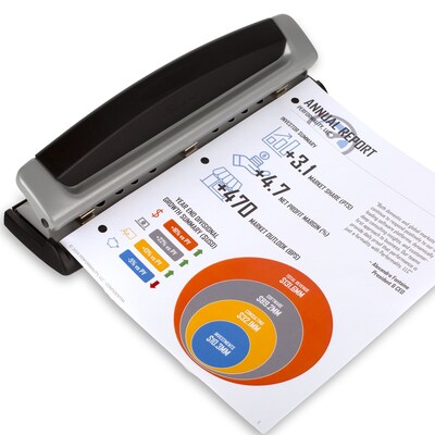 Swingline® Precision Pro® Desktop 2-3-Hole Punch, Adjustable Centers, 10 Sheet Capacity, Black/Silver (A7074037)