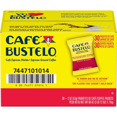 Café Bustelo Espresso Coffee Fraction Pack, Espresso Roast, 2 oz., 30/Carton (SMU01014)