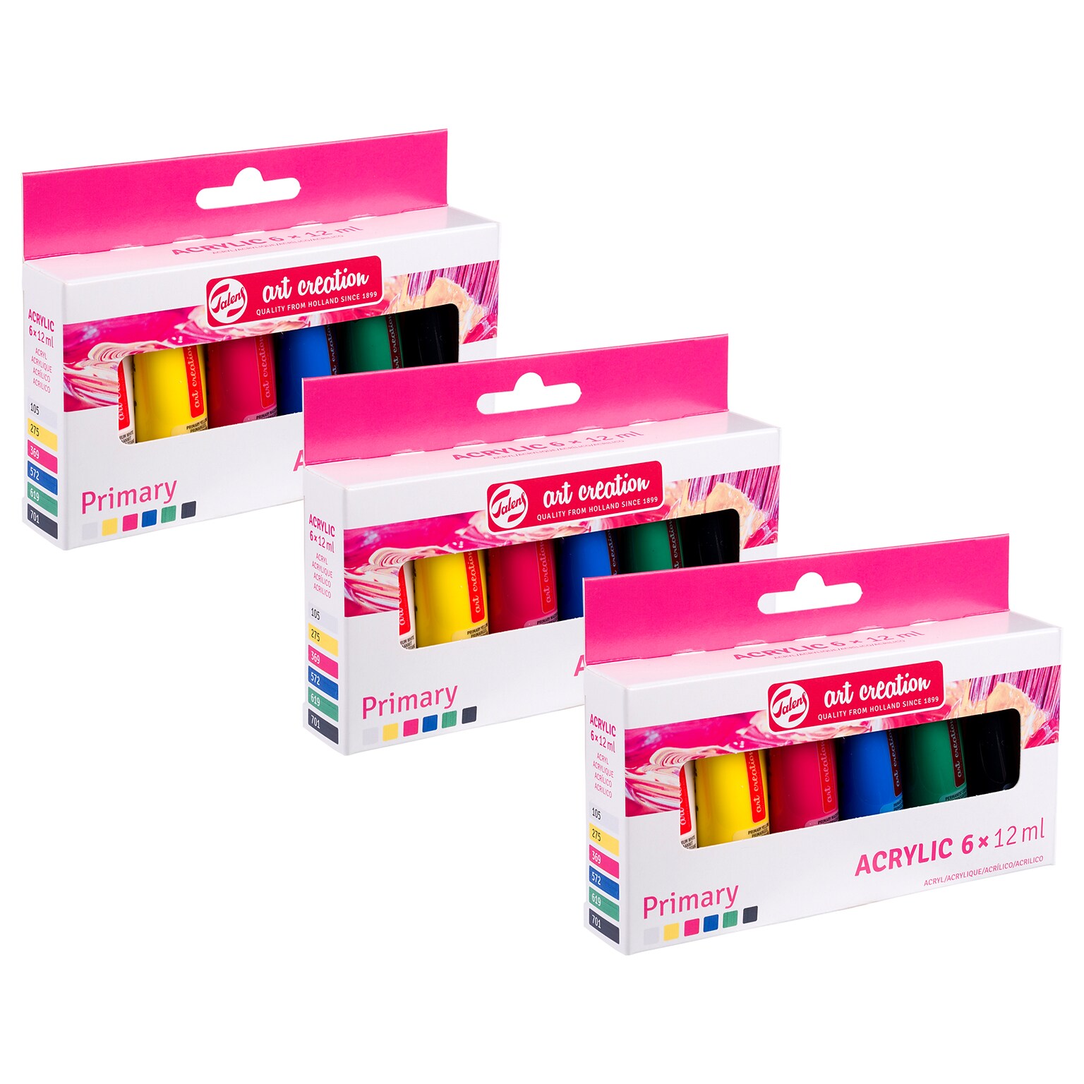 Talens Art Creation Metallic Acrylic Paint, Assorted Colors, 12mL, 6/Set, 3 Sets/Bundle (TLN9021861M-3)