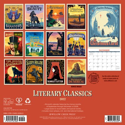 2027 Willow Creek Literary Classics  12 x 12 Monthly Wall Calendar (61060)