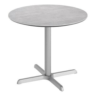 Flash Furniture Acadia 36 Round Wooden Dining Table with X-Base, Gray Faux Concrete/Silver Base (STRD36CGT3030S)