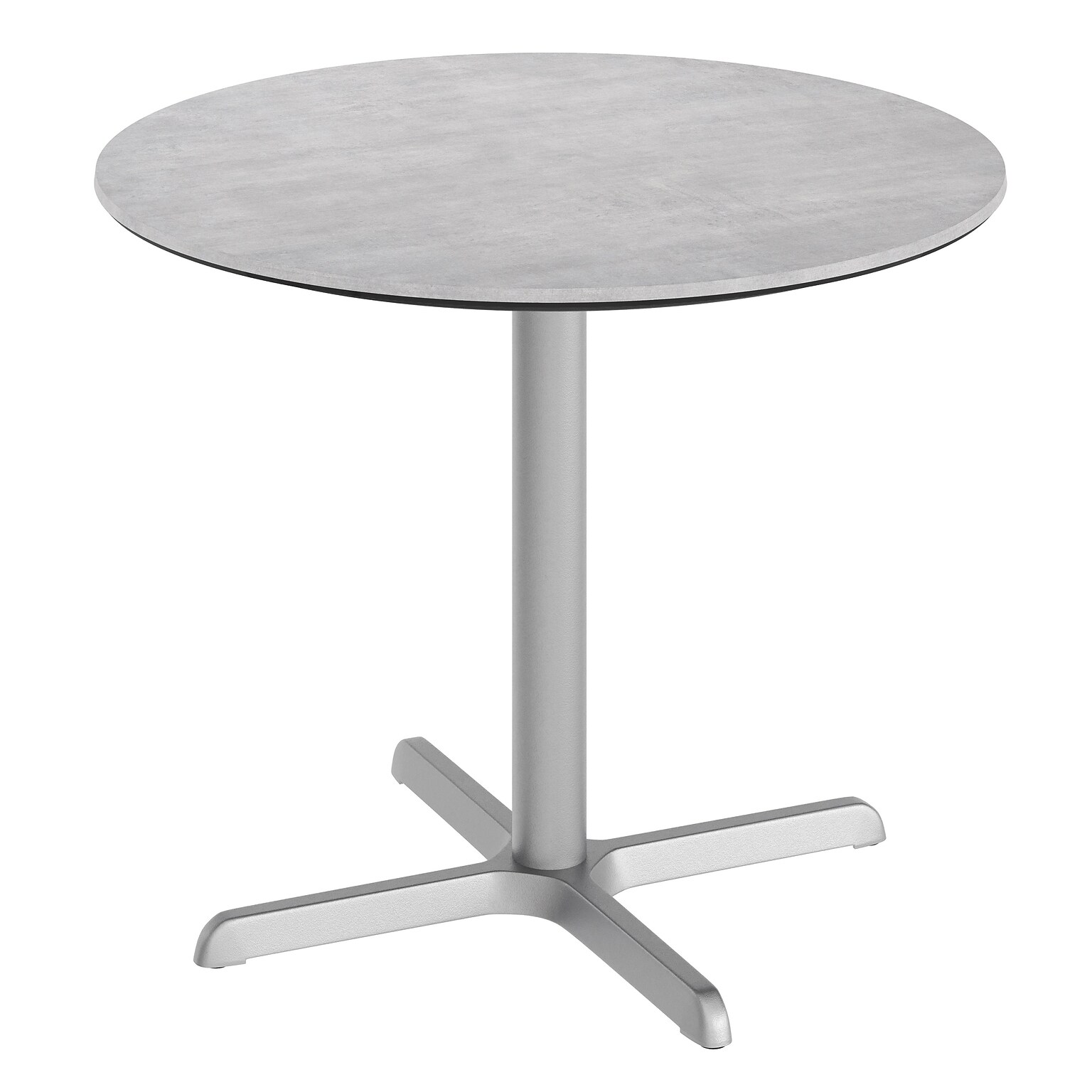 Flash Furniture Acadia 36 Round Wooden Dining Table with X-Base, Gray Faux Concrete/Silver Base (STRD36CGT3030S)