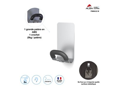 Alba Hook, Silver Gray/Black, Steel/Plastic (PMMAG2 M)