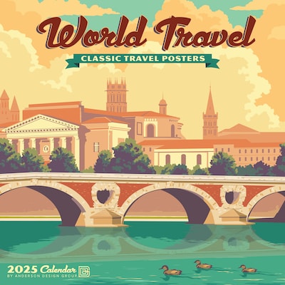 2025 Willow Creek World Travel Art Posters 12 x 12 Monthly Wall Calendar (45510)