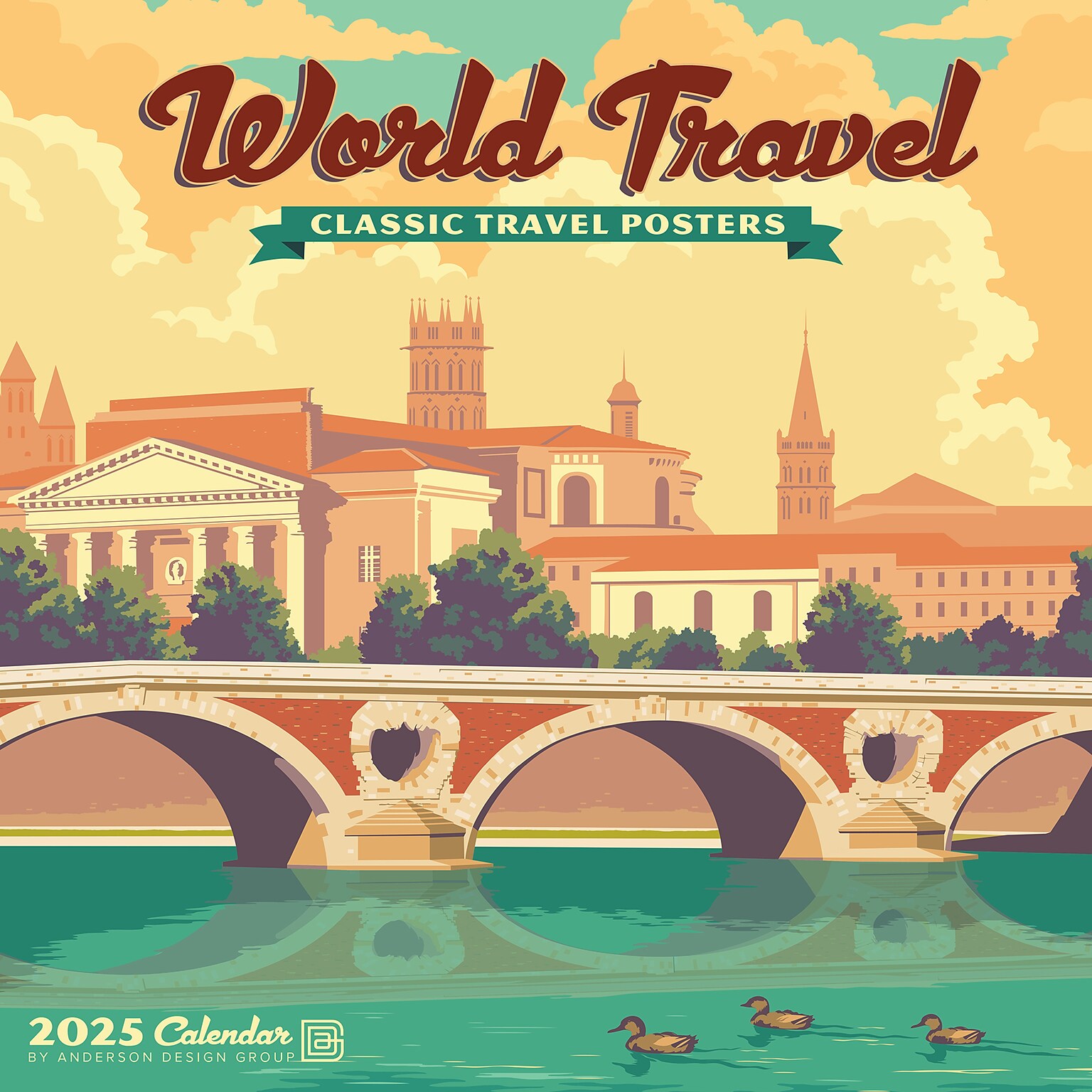 2025 Willow Creek World Travel Art Posters 12 x 12 Monthly Wall Calendar (45510)