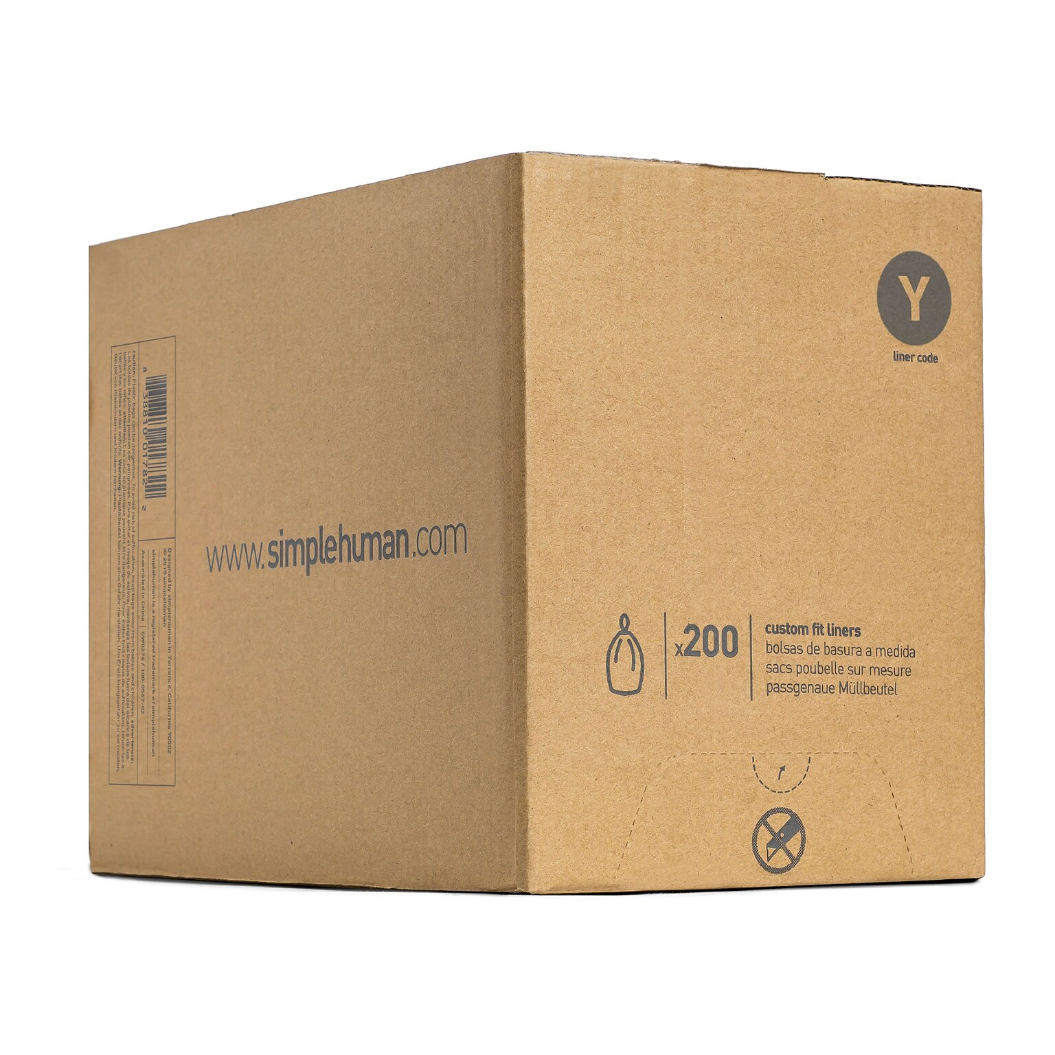 simplehuman Code Y 30 Gallon Trash Bags, 28.7 x 40, Low Density, 1.8 mil, White, 200 Total Bags (CW0404)