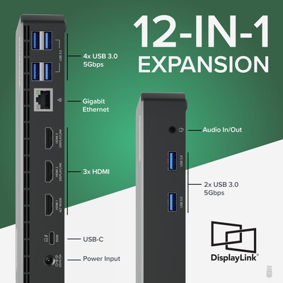 Plugable USB-C Triple HDMI Display Docking Station  (UD-3900PDZ)