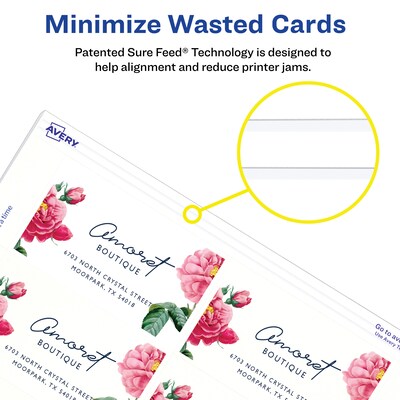 Avery Clean Edge Business Cards, 2" x 3 1/2", Matte White, 1000 Per Pack (8870)