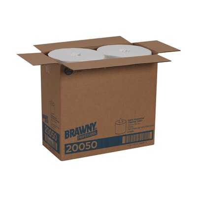 Brawny Professional D400 Durable Fibers Cleaning Wipers, 13.25" x 7.8", White, 260 Sheets/Roll, 4/Carton (20050)