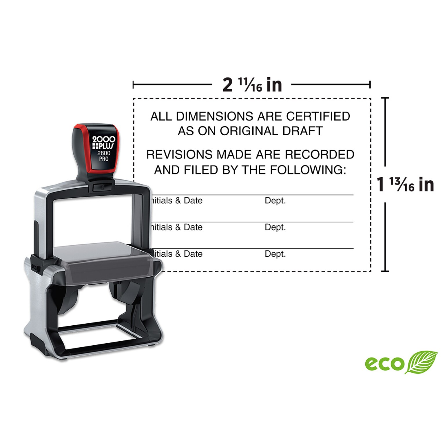 Custom 2000 Plus® Pro 2800 Heavy Duty SelfInking Stamp, 113/16" x 2