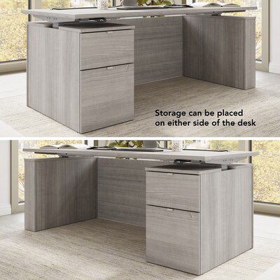 Bush Business Furniture Stratus 72"W Electric Adjustable Standing Desk with File Cabinet, Platinum Gray (SUT008PG)