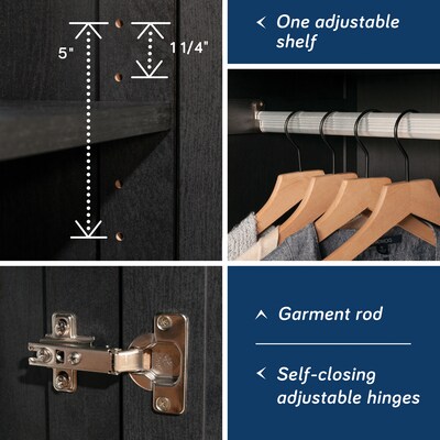 Sauder Select 71"H Storage Armoire, 2 Drawers, Raven Oak (446895)
