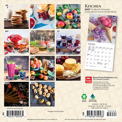 2027 BrownTrout Kitchen 7 x 7 Monthly Wall Calendar (9798330709588)