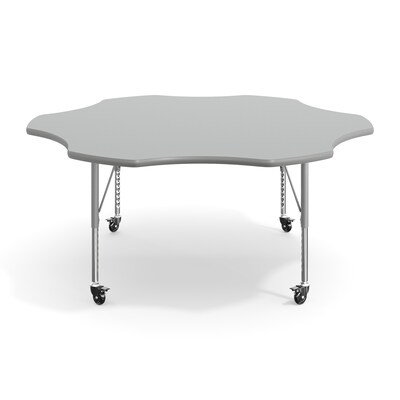 Flash Furniture Wren 60" Flower Activity Table, Height Adjustable, Gray Top/Silver Frame (XUA60FLRGTPC)