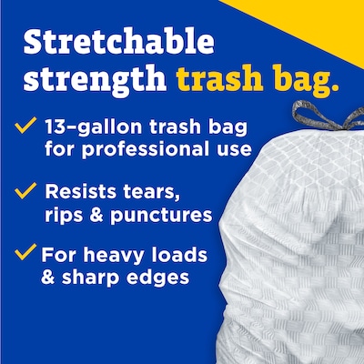 CloroxPro Glad 13 Gallon Drawstring Kitchen Trash Bag, Unscented, Gray, 110 Total Bags (22657)