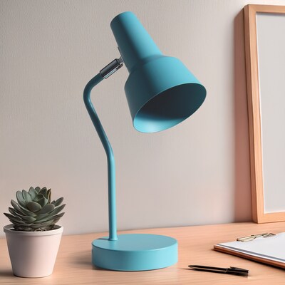 Simple Designs Sleek Essentials LED Desk Lamp, 15.2", Cyan Blue (LD1078-CYN)