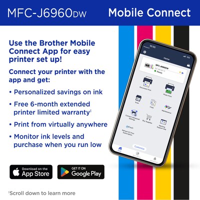 Brother INKvestment MFCJ6960DW Wireless Color Inkjet All-in-One Printer, Best for Home Office