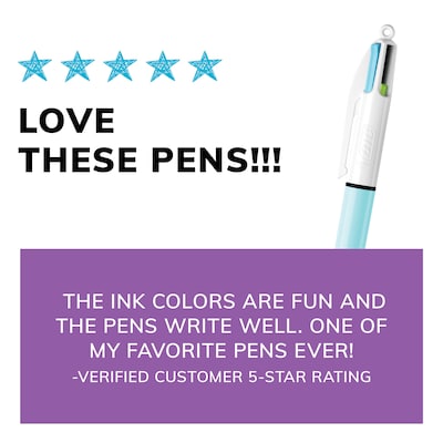 BIC 4-Color Ballpoint Retractable Pen, Medium Point, 1.0mm, Assorted Ink, 2/Pack (AMP21AST)