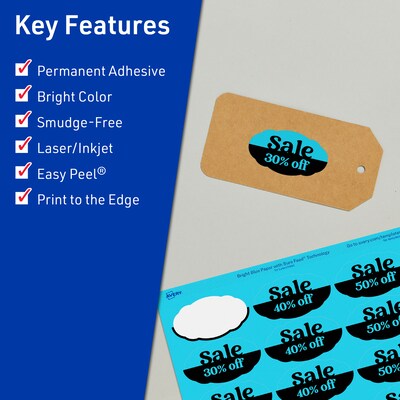 Avery Scalloped Decorative Edge Multipurpose Labels, 1-1/8 x 2-1/4, Bright Blue, 420/Pack (94061)