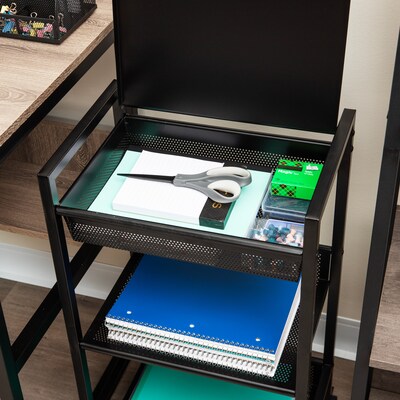 Mind Reader 3-Tier Metal Cart with Covered Compartment, Black (LIDCART3T-BLK)