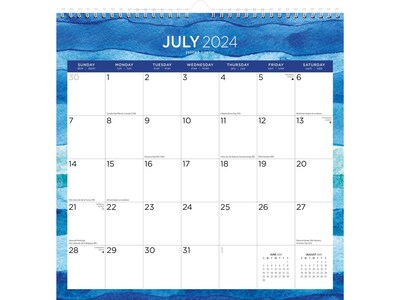 2024-2025 Plato Seaside Currents 12 x 12 Academic & Calendar Monthly Desk or Wall Calendar (978197