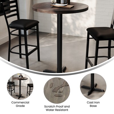 Flash Furniture Bennett 30" Round Wooden Commercial Indoor Table, Dark Brown Top/Black Base (GSFRD30DBT2222B)