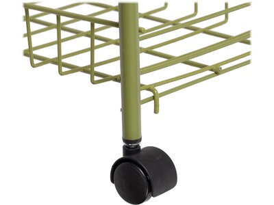 Honey-Can-Do 3-Shelf Metal Mobile Utility Cart with Dual Wheel, Olive (CRT-09137)