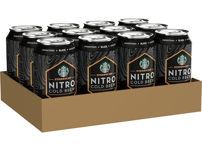 Starbucks Nitro Black Unsweetened Cold Brew Coffee, 9.6 fl. oz., 12/Carton (19286)