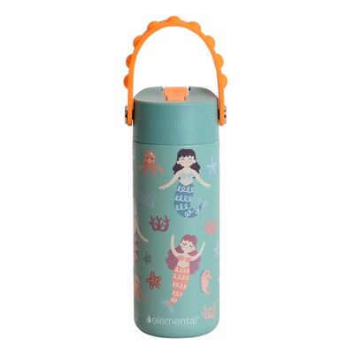 Elemental Core Pop Stainless Steel Double Wall Insulated Water Bottle, 18 oz., Mermaid Sisters (EBC18MMS24P)