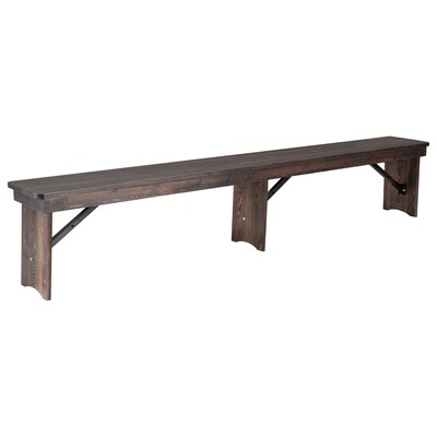 Flash Furniture HERCULES Solid Pine 3-Seat Folding Farm Bench, Mahogany (XAB96X12LMG)