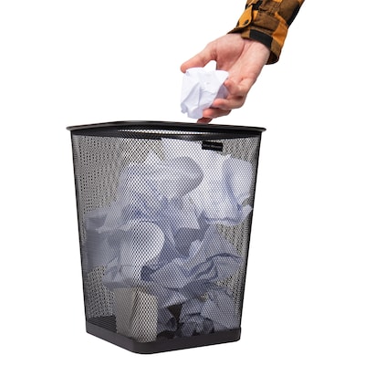 Mind Reader Metal Trash Can, 5 Gallon, Black, 4/Pack (4SQUAGA-BLK)