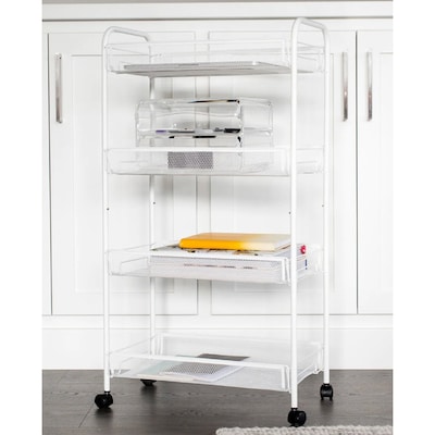 Better Houseware Steel Wheeled Trolley Organizer, White (BTH2002)