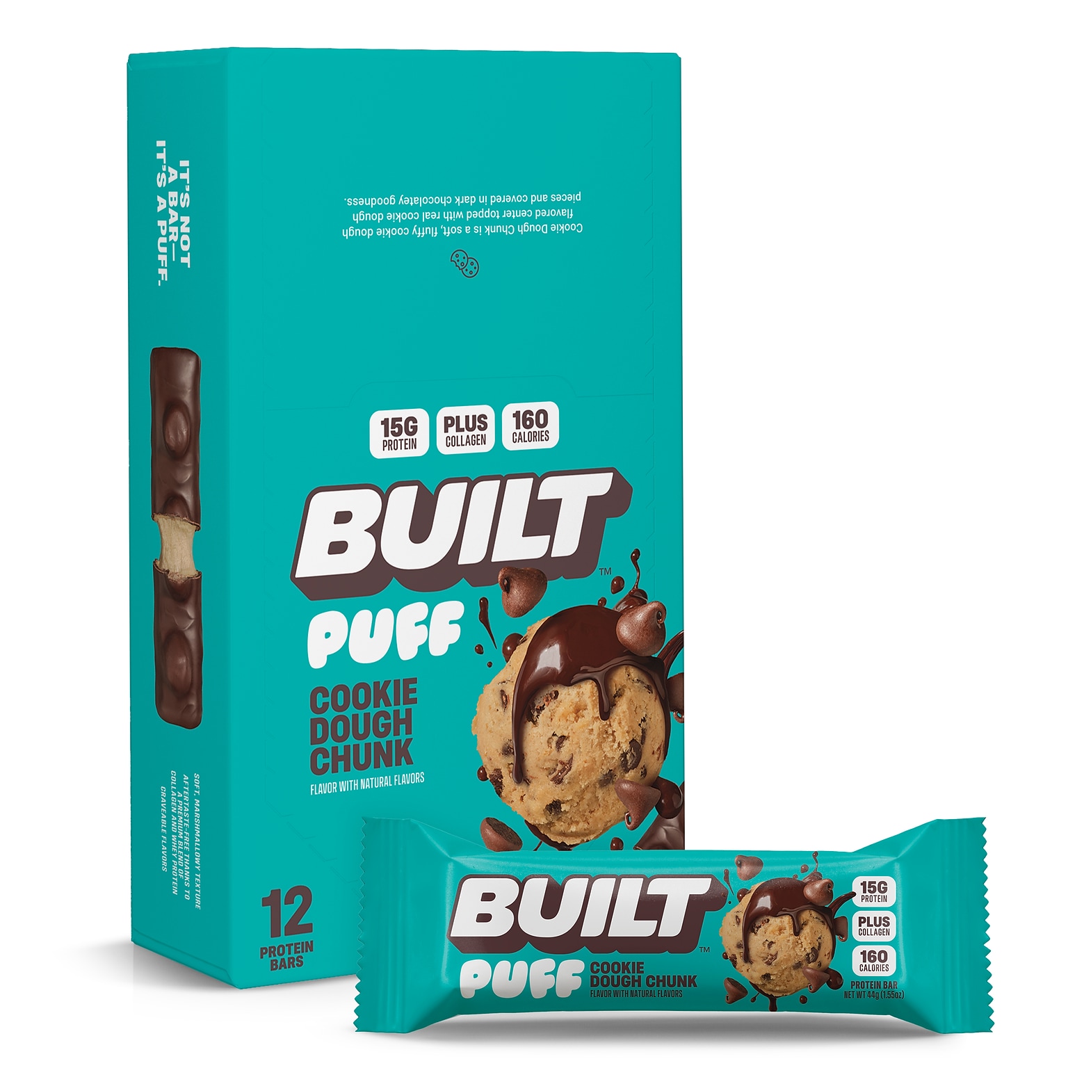 Built Puff Cookie Dough Chunk Protein Bar, 1.55 oz., 12 Bars/Box (BUI30363)
