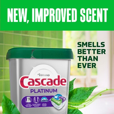 Cascade Platinum ActionPacs + Oxi Dishwashing Detergent Pods, Fresh Scent, 40 Pods/Box (57661/27425)