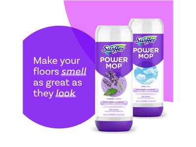 Swiffer PowerMop 5.3" Mopping Pad and Floor Cleaning Solution Kit, White/Purple (09117)