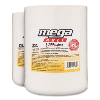Care Wipes® Mega Roll 1200 Biodegradable Cleaning Wipe, 1200 Sheet Refill Roll, 2 per case