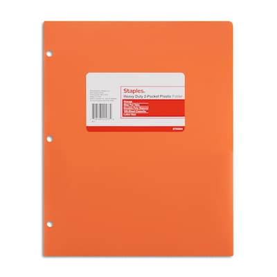 Staples® 3-Hole Punched 2-Pocket Portfolios, Orange (52804)