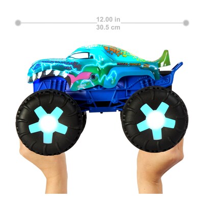 Mattel Hot Wheels Remote Control Monster Truck 1:15 Scale MEGA-Wrex Alive Vehicle, Blue (HWW53)