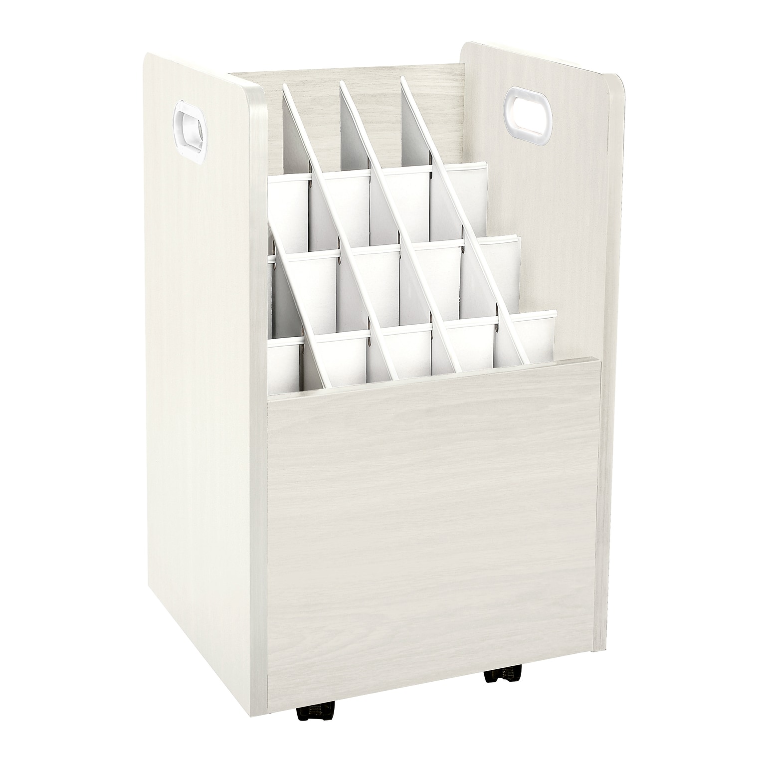 AdirOffice 20-Slot Mobile Roll File, Lockable, 24.75H x 15.25W x 13.25D, White (624-WHI-KIT1)